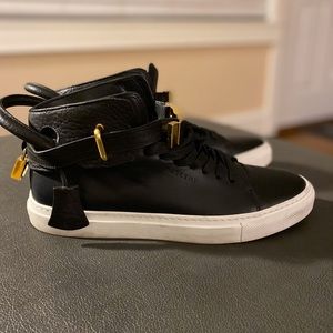 BUSCEMI 100MM black/white sole mens high top Luxury Shoes Sneakers Sz 43 US 10